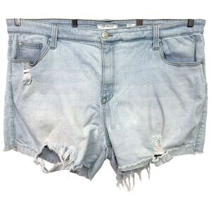 A‎ Beautiful Soul Plus Size 24 Denim Shorts Light Blue Distressed High Rise 1199